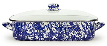 Roasting Pan Set, Cobalt Blue Swirl Enamelware